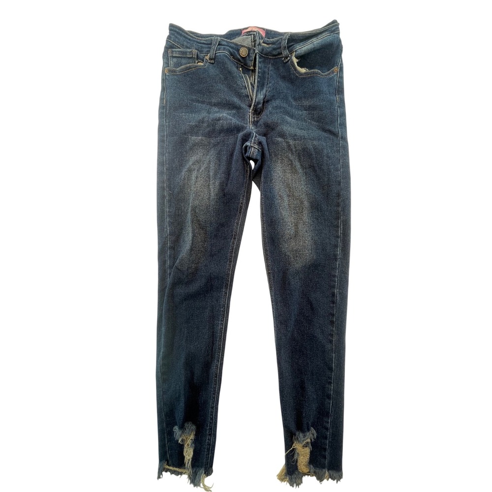 Bamboo Original Denim Women's Jeans Size 13 Dark Wash Distressed Raw Hem stretch